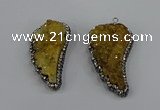 NGP4314 20*40mm - 25*50mm wing-shaped druzy quartz pendants