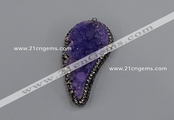 NGP4315 20*40mm - 25*50mm wing-shaped druzy quartz pendants