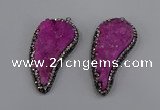 NGP4316 20*40mm - 25*50mm wing-shaped druzy quartz pendants