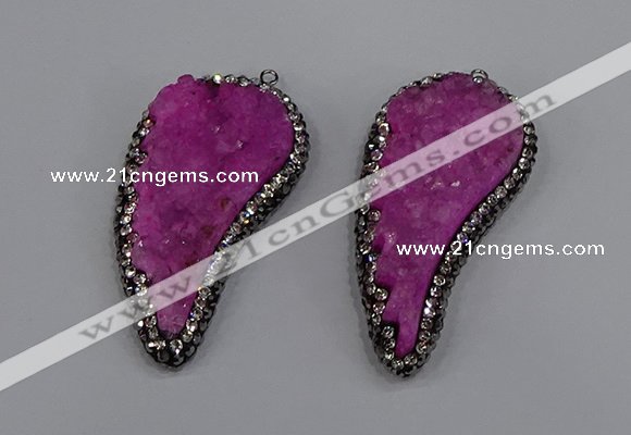 NGP4316 20*40mm - 25*50mm wing-shaped druzy quartz pendants