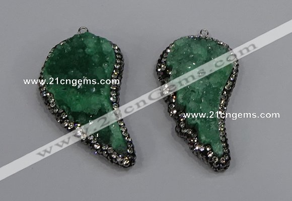 NGP4318 20*40mm - 25*50mm wing-shaped druzy quartz pendants