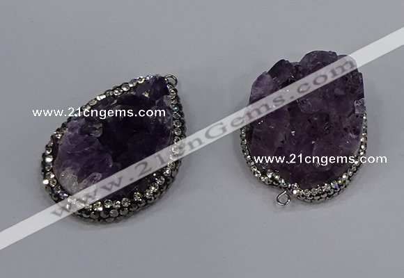 NGP4324 25*35mm - 30*40mm freeform druzy amethyst pendants