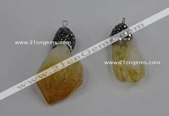 NGP4326 18*35mm - 20*40mm nuggets druzy citrine pendants