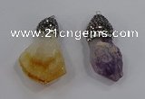 NGP4328 18*35mm - 20*40mm nuggets druzy amethyst & citrine pendants