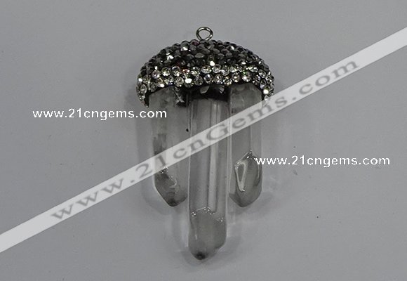 NGP4332 22*30mm - 25*35mm sticks white crystal pendants