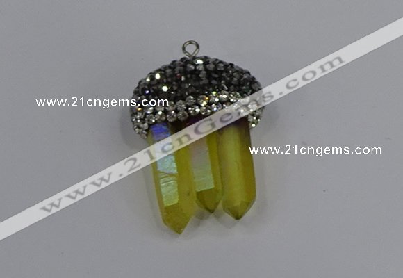 NGP4333 22*30mm - 25*35mm sticks white crystal pendants