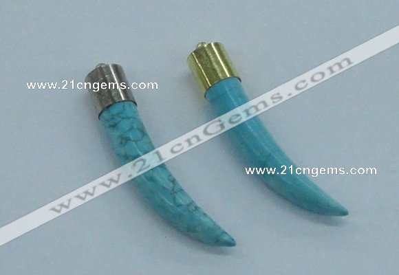 NGP4507 9*50mm - 9*55mm horn blue turquoise pendants wholesale