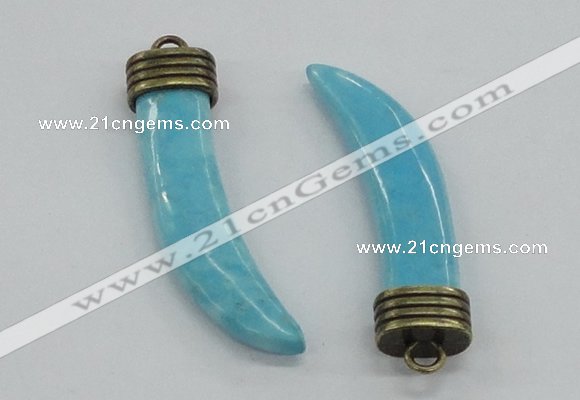 NGP4516 12*50mm - 12*55mm horn blue turquoise pendants wholesale