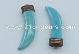 NGP4527 15*55mm - 15*60mm horn blue turquoise pendants wholesale