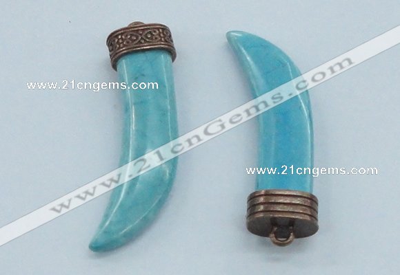 NGP4527 15*55mm - 15*60mm horn blue turquoise pendants wholesale