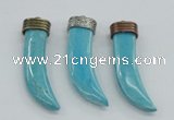 NGP4528 15*55mm - 15*60mm horn blue turquoise pendants wholesale