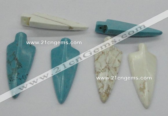 NGP4534 21*52mm - 22*55mm arrowhead turquoise pendants wholesale