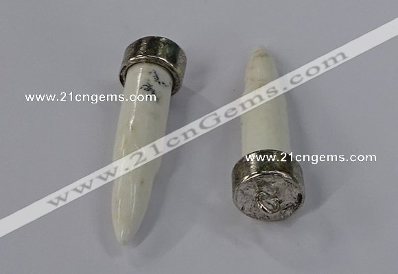 NGP4536 15*52mm bullet-shaped white howlite turquoise pendants