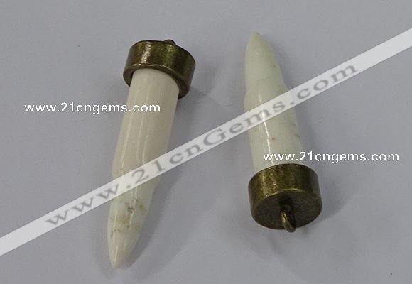 NGP4537 15*52mm bullet-shaped white howlite turquoise pendants