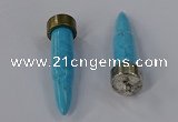 NGP4542 15*52mm bullet-shaped white howlite turquoise pendants