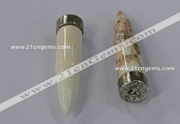 NGP4544 15*62mm bullet-shaped white howlite turquoise pendants