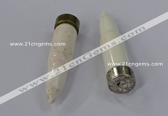 NGP4546 15*56mm bullet-shaped white howlite turquoise pendants