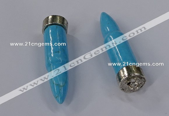 NGP4548 15*62mm bullet-shaped white howlite turquoise pendants