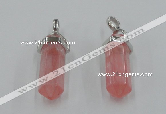 NGP5003 8*30mm sticks cherry quartz gemstone pendants wholesale