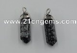 NGP5021 8*30mm sticks snowflake obsidian pendants wholesale