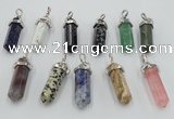 NGP5023 8*30mm sticks mixed gemstone pendants wholesale