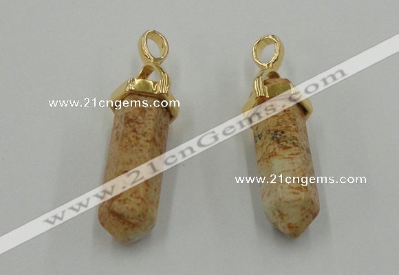 NGP5035 8*30mm sticks picture jasper pendants wholesale