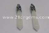 NGP5414 10*65mm sticks white jade gemstone pendants wholesale