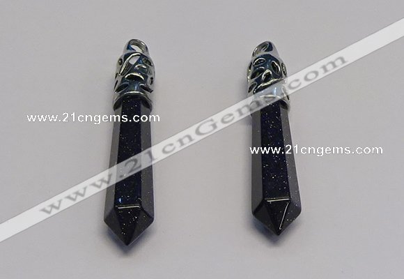 NGP5425 10*65mm sticks blue goldstone pendants wholesale