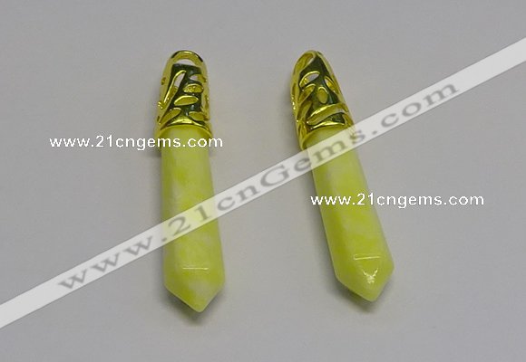 NGP5444 10*65mm sticks lemon jade gemstone pendants wholesale