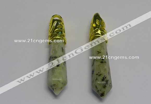 NGP5445 10*65mm sticks kiwi jasper pendants wholesale