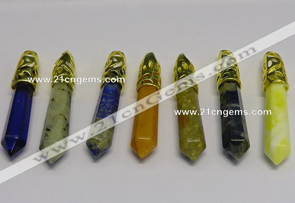 NGP5448 10*65mm sticks mixed gemstone pendants wholesale