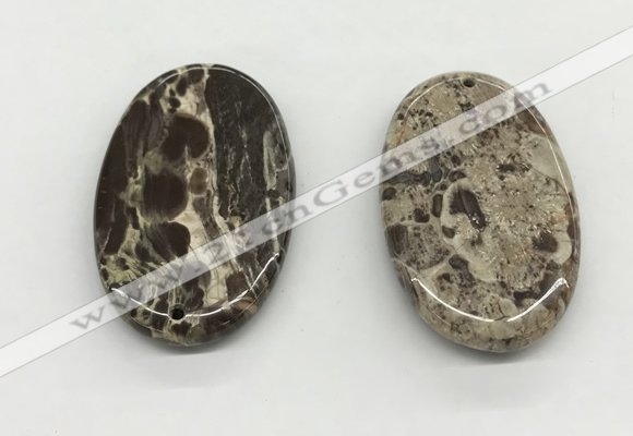 NGP5501 35*55mm oval rainforest agate pendants wholesale