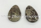 NGP5502 35*55mm flat teardrop rainforest agate pendants wholesale