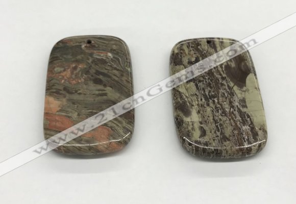 NGP5503 35*55mm rectangle rainforest agate pendants wholesale