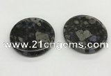 NGP5528 50mm flat round grey opal gemstone pendants