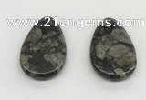 NGP5529 35*55mm flat teardrop grey opal gemstone pendants