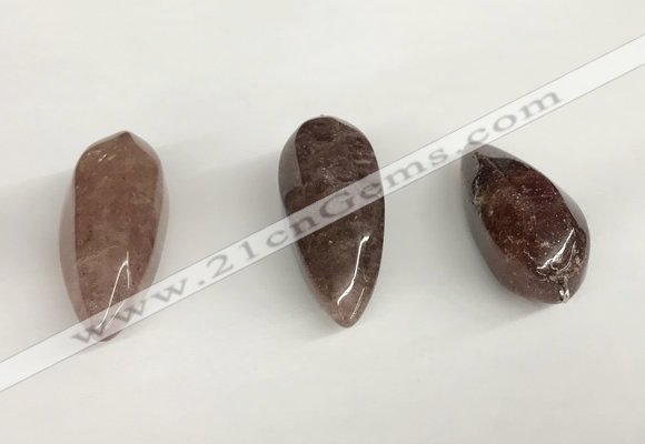 NGP5569 18*40mm - 23*58mm teardrop strawberry quartz pendants