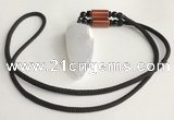 NGP5583 Blue chalcedony teardrop pendant with nylon cord necklace
