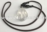 NGP5586 White crystal nugget pendant with nylon cord necklace