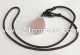 NGP5588 Rose quartz nugget pendant with nylon cord necklace