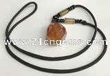 NGP5589 Agate nugget pendant with nylon cord necklace