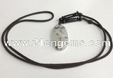 NGP5601 Black rutilated quartz oval pendant with nylon cord necklace