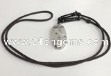 NGP5601 Black rutilated quartz oval pendant with nylon cord necklace