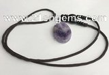 NGP5612 Dogtooth amethyst oval pendant with nylon cord necklace