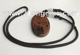 NGP5620 Mahogany obsidian oval pendant with nylon cord necklace