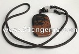 NGP5621 Mahogany obsidian rectangle pendant with nylon cord necklace