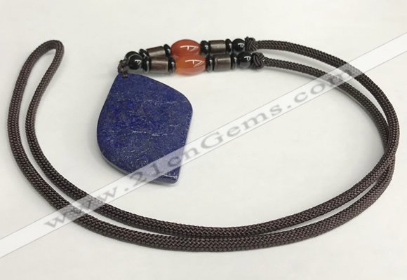 NGP5626 Lapis lazuli marquise pendant with nylon cord necklace