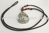 NGP5628 Jasper flat teardrop pendant with nylon cord necklace