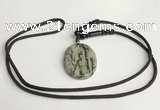 NGP5632 Jasper oval pendant with nylon cord necklace