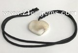 NGP5635 Shell flat teardrop pendant with nylon cord necklace